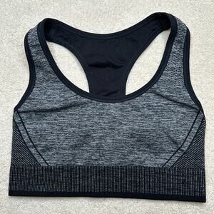 all in motion: Gray and Black RacerBack Compression Sports Bra